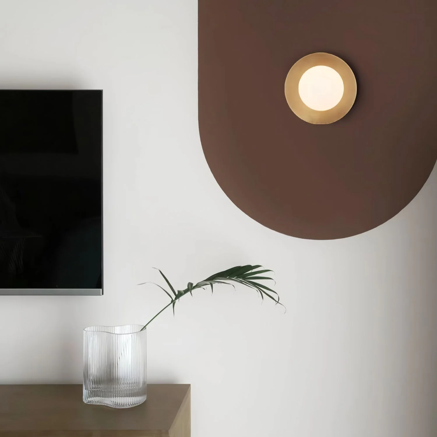 Godfrey Modern Minimalist Round Art Brass Glass Wall Lamp - Image 19
