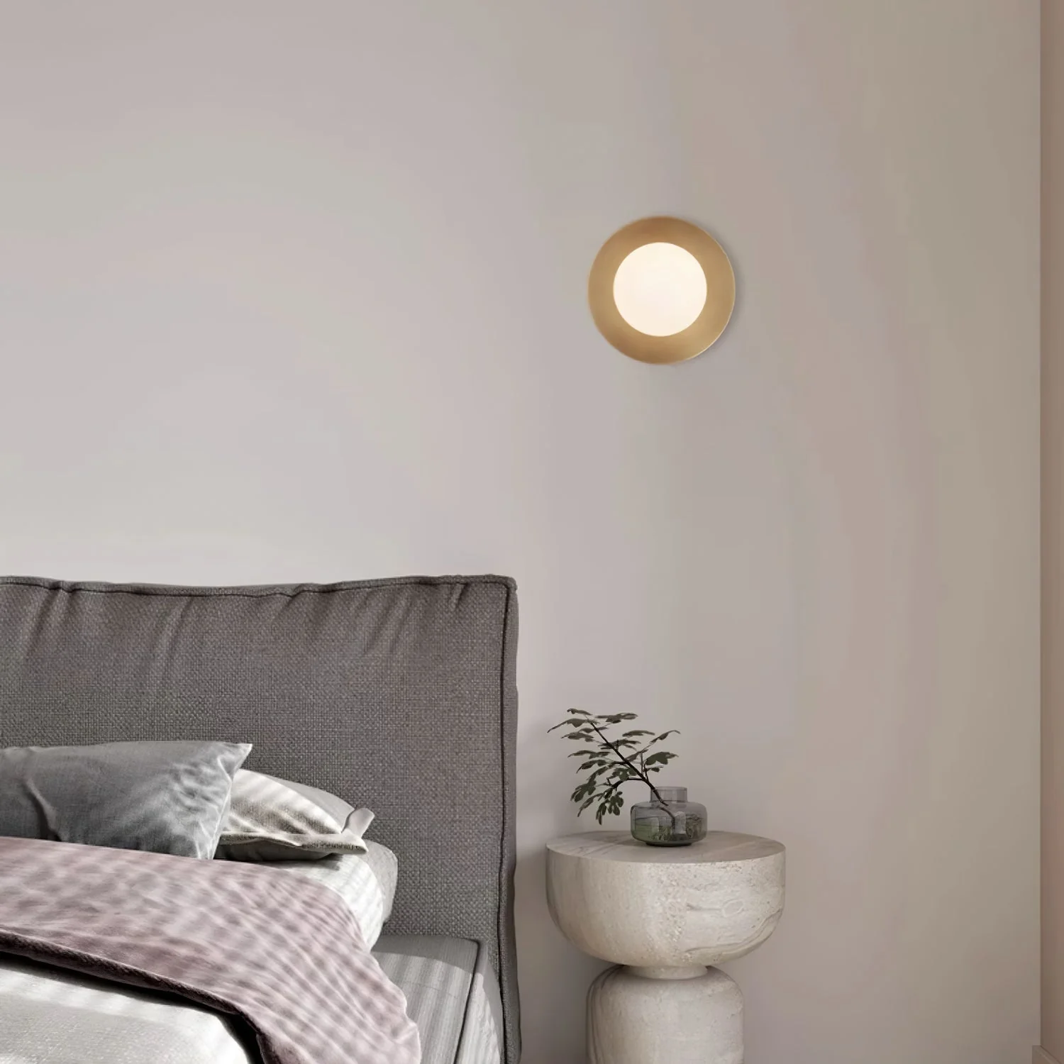 Godfrey Modern Minimalist Round Art Brass Glass Wall Lamp - Image 22