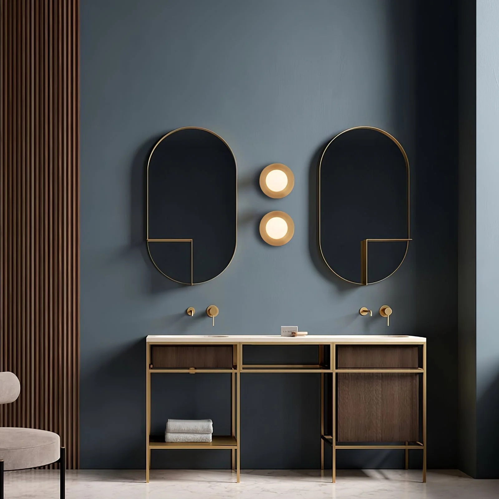 Godfrey Modern Minimalist Round Art Brass Glass Wall Lamp - Image 25