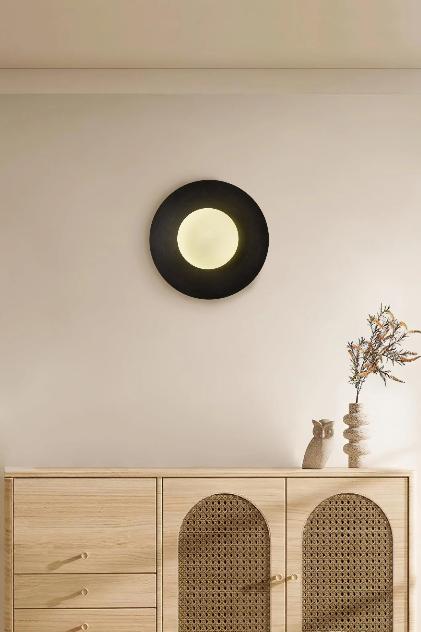 Godfrey Modern Minimalist Round Art Brass Glass Wall Lamp - Image 28