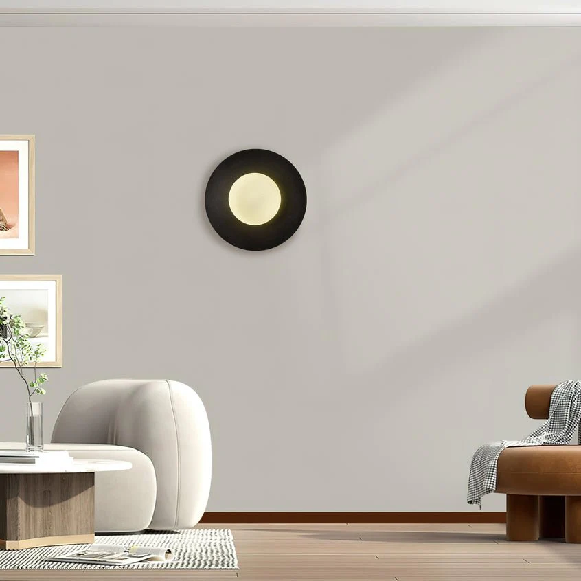 Godfrey Modern Minimalist Round Art Brass Glass Wall Lamp - Image 33