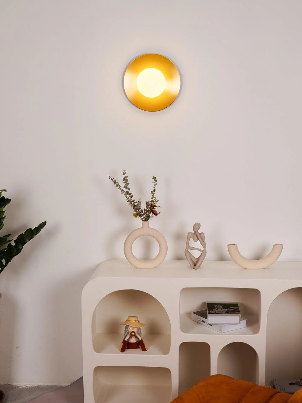 Godfrey Modern Minimalist Round Art Brass Glass Wall Lamp - Image 35