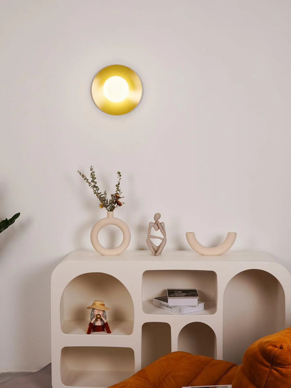 Godfrey Modern Minimalist Round Art Brass Glass Wall Lamp - Image 36