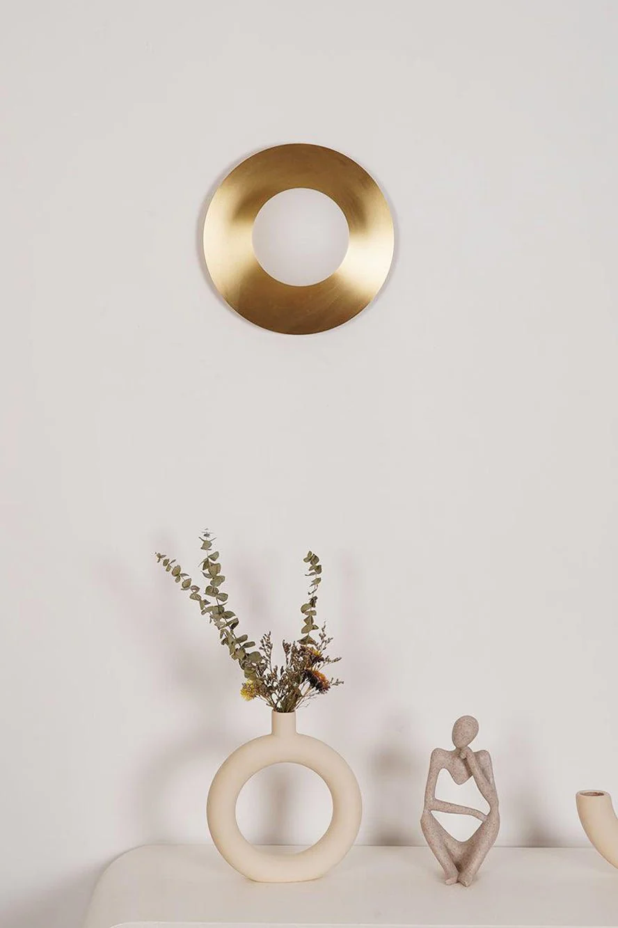 Godfrey Modern Minimalist Round Art Brass Glass Wall Lamp - Image 8