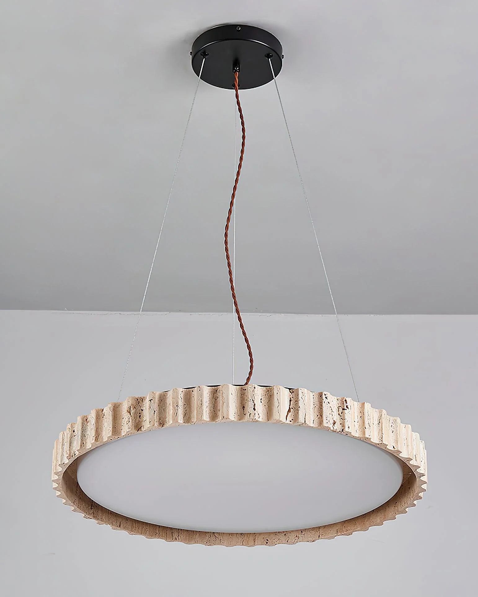 Grove Circle Wabi-Sabi Travertine Pendant Light - Image 10