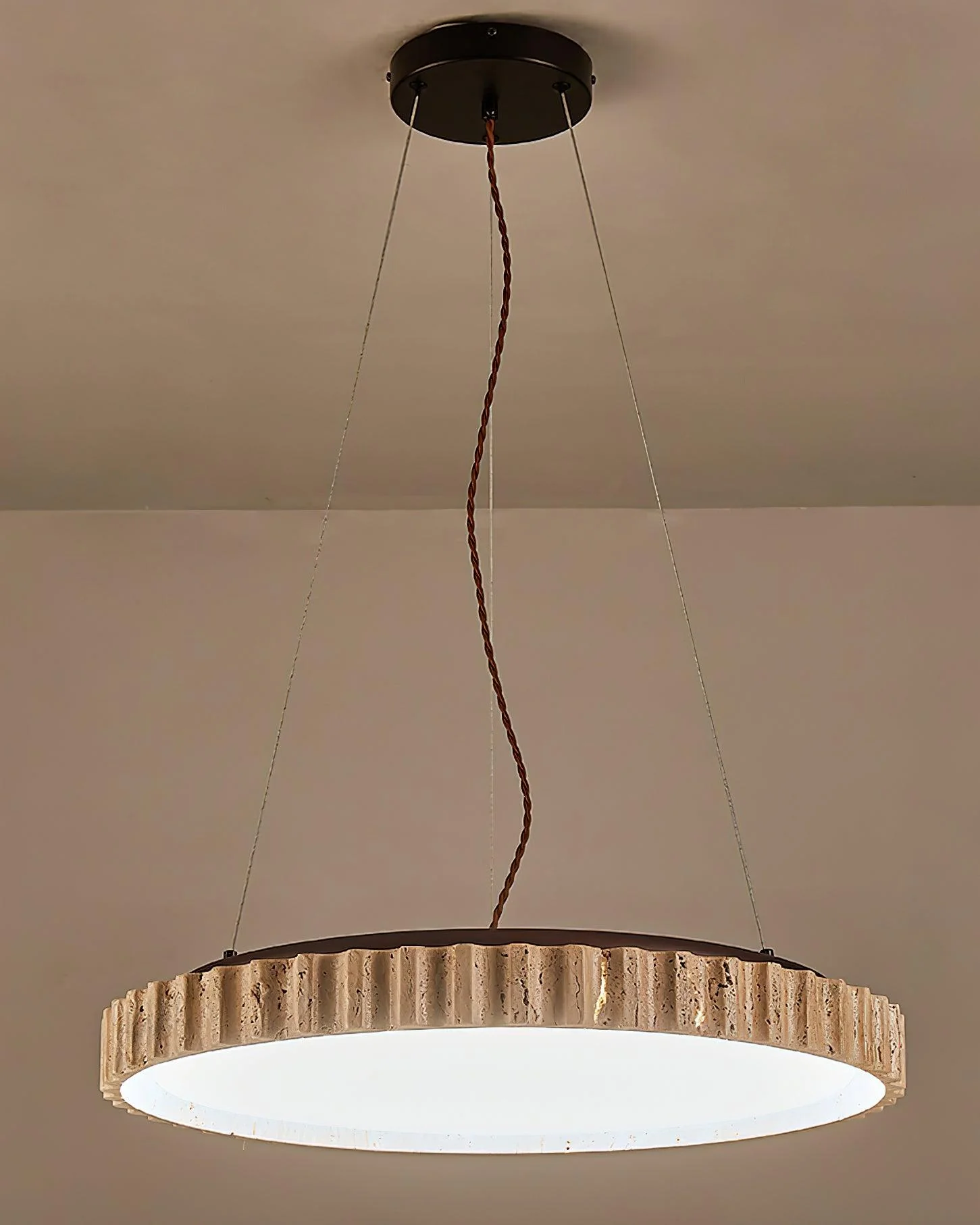 Grove Circle Wabi-Sabi Travertine Pendant Light - Image 11