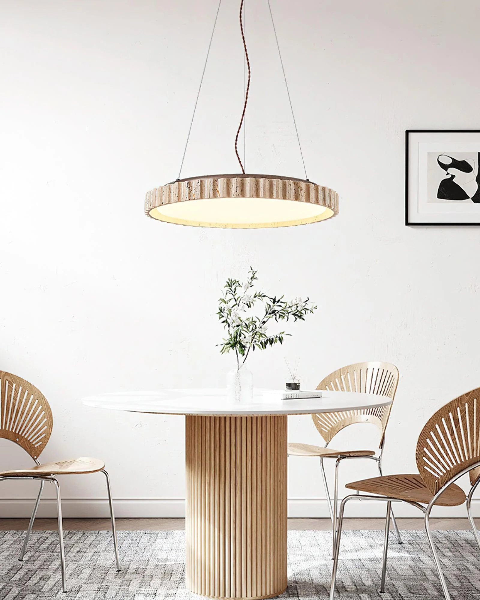 Grove Circle Wabi-Sabi Travertine Pendant Light - Image 6