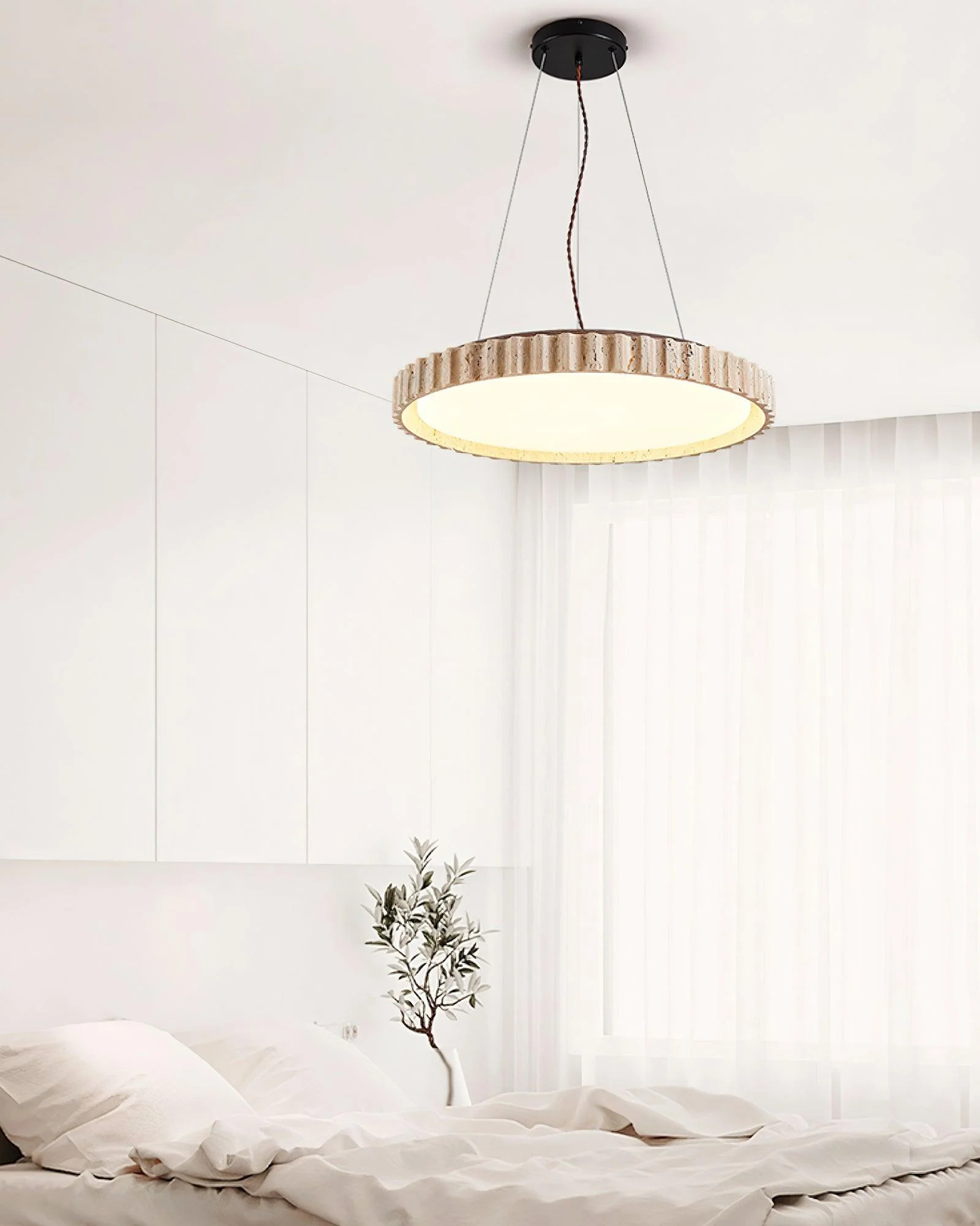 Grove Circle Wabi-Sabi Travertine Pendant Light - Image 7