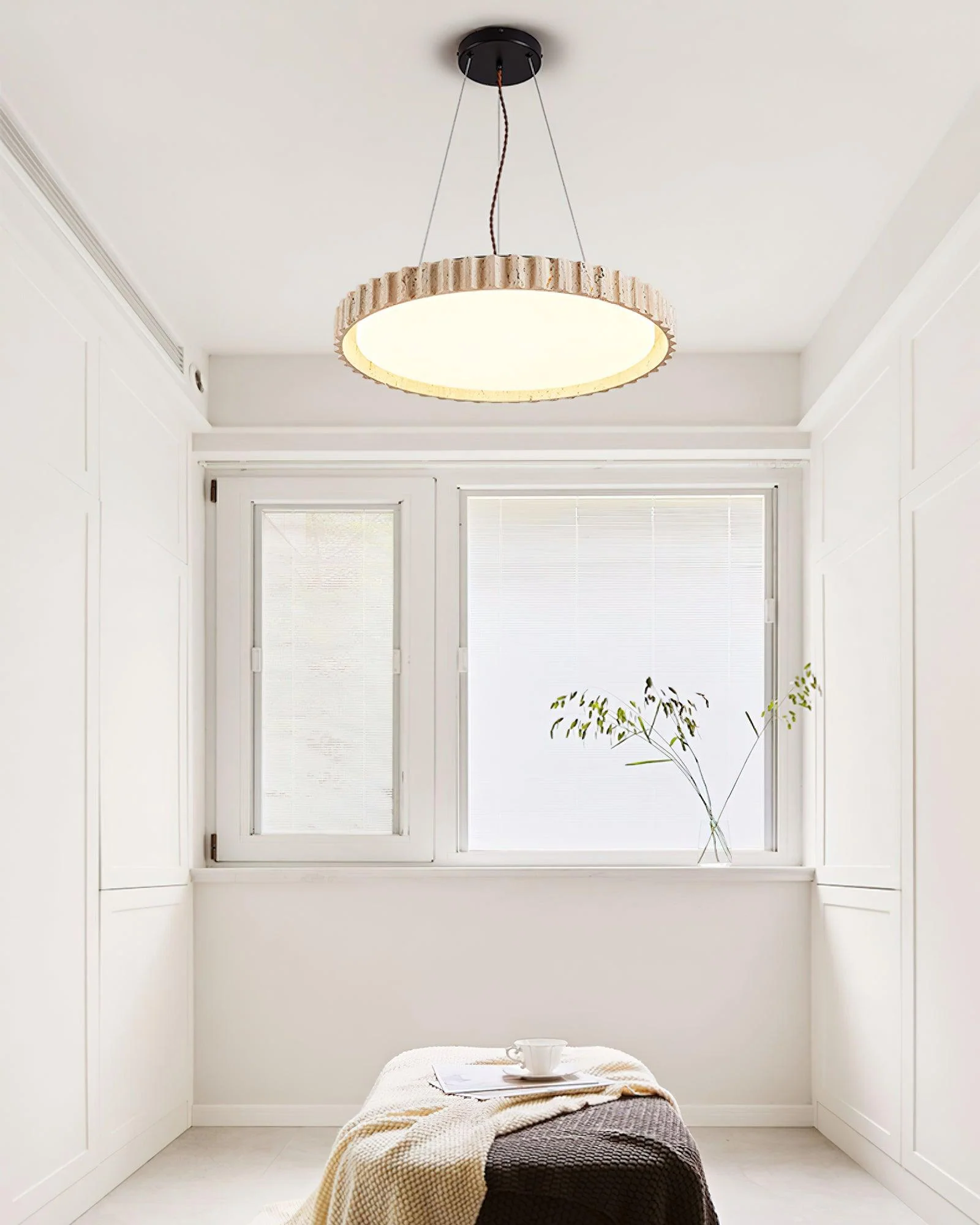 Grove Circle Wabi-Sabi Travertine Pendant Light - Image 8