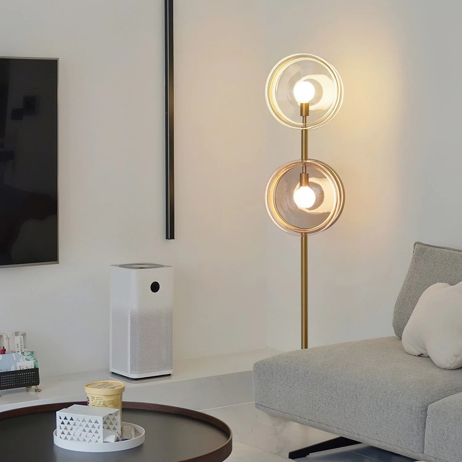 Hailie Contemporary Glass Floor Lamp - Image 2