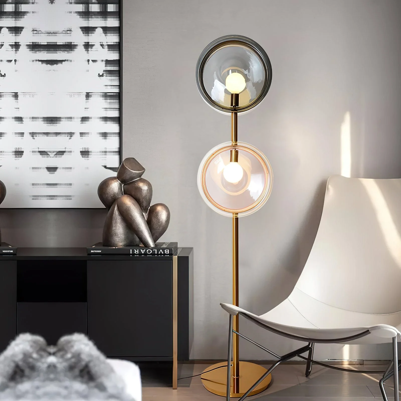 Hailie Contemporary Glass Floor Lamp - Image 3