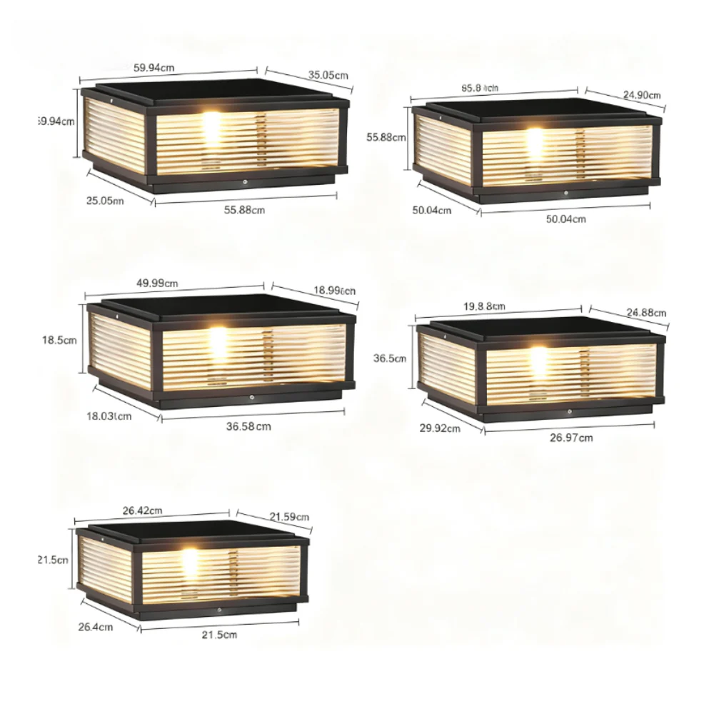 Handsome Square Ribbed Glass Outdoor Pier Mount Pillar Light - Image 12