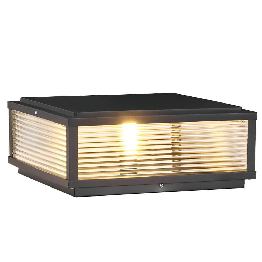 Handsome Square Ribbed Glass Outdoor Pier Mount Pillar Light - Image 2