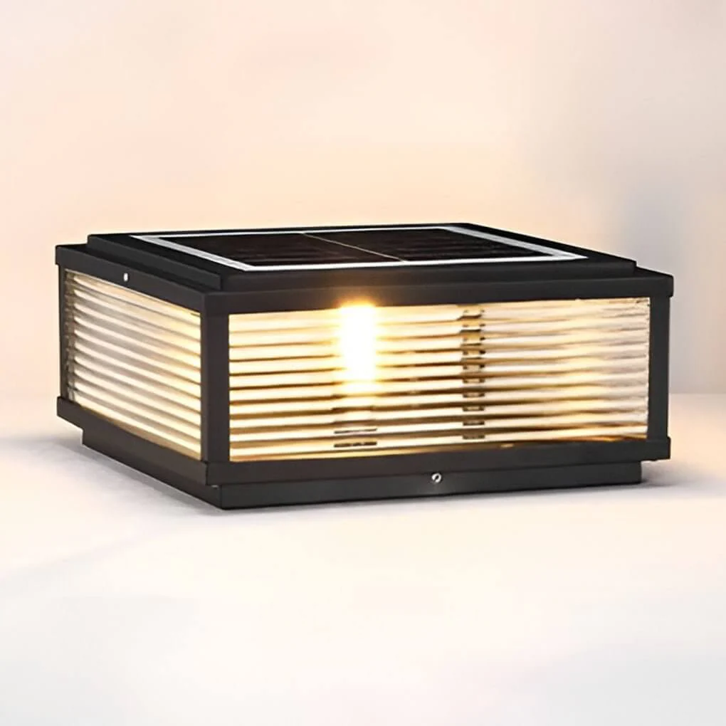 Handsome Square Ribbed Glass Outdoor Pier Mount Pillar Light - Image 8