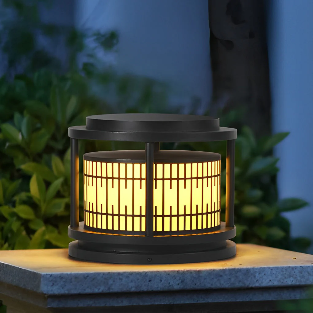 Hen Round Retro Pattern LED Marble Outdoor Fence Post Lights