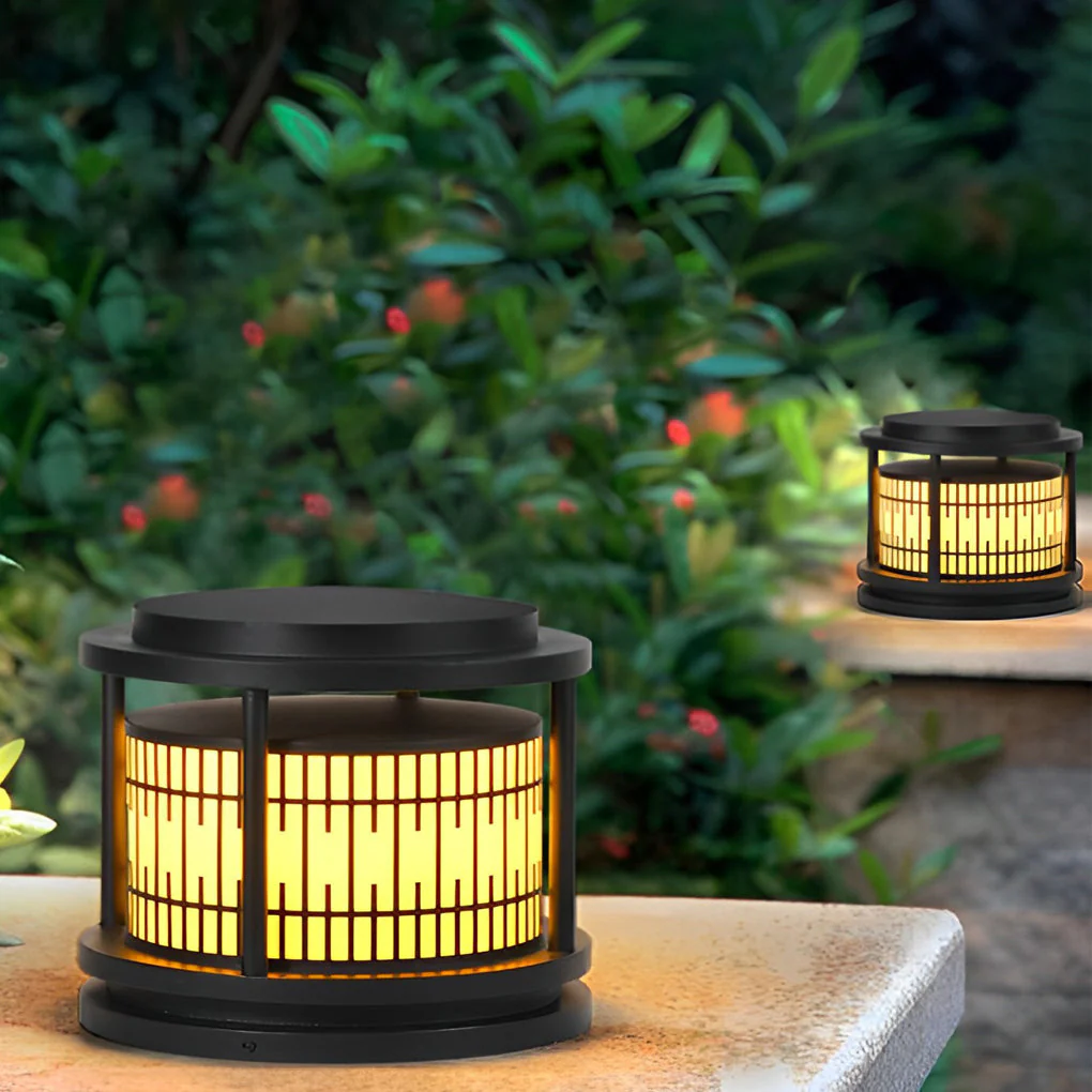 Hen Round Retro Pattern LED Marble Outdoor Fence Post Lights - Image 4