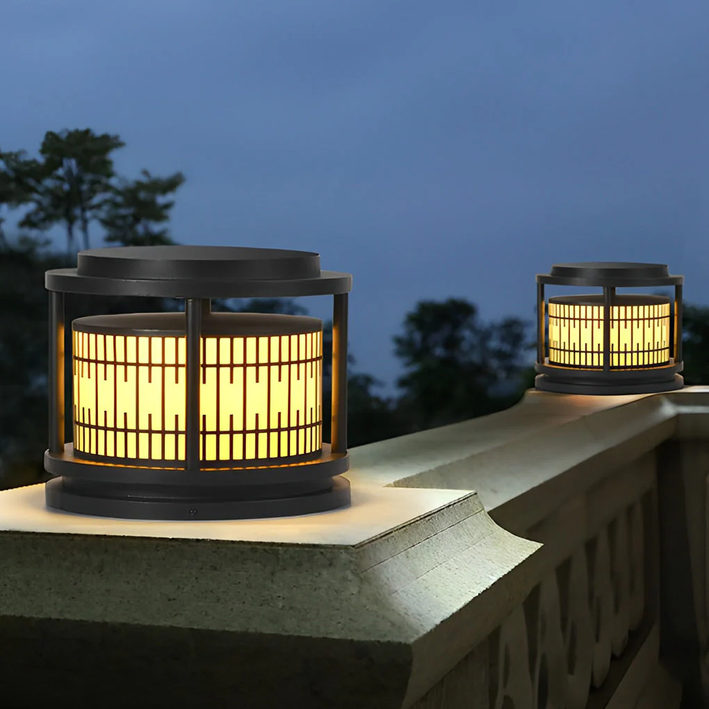 Hen Round Retro Pattern LED Marble Outdoor Fence Post Lights - Image 6
