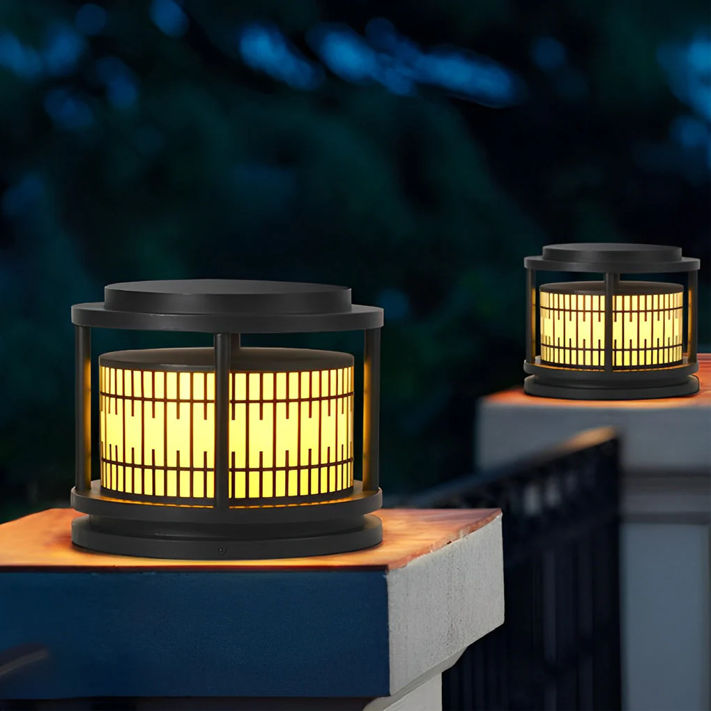 Hen Round Retro Pattern LED Marble Outdoor Fence Post Lights - Image 8