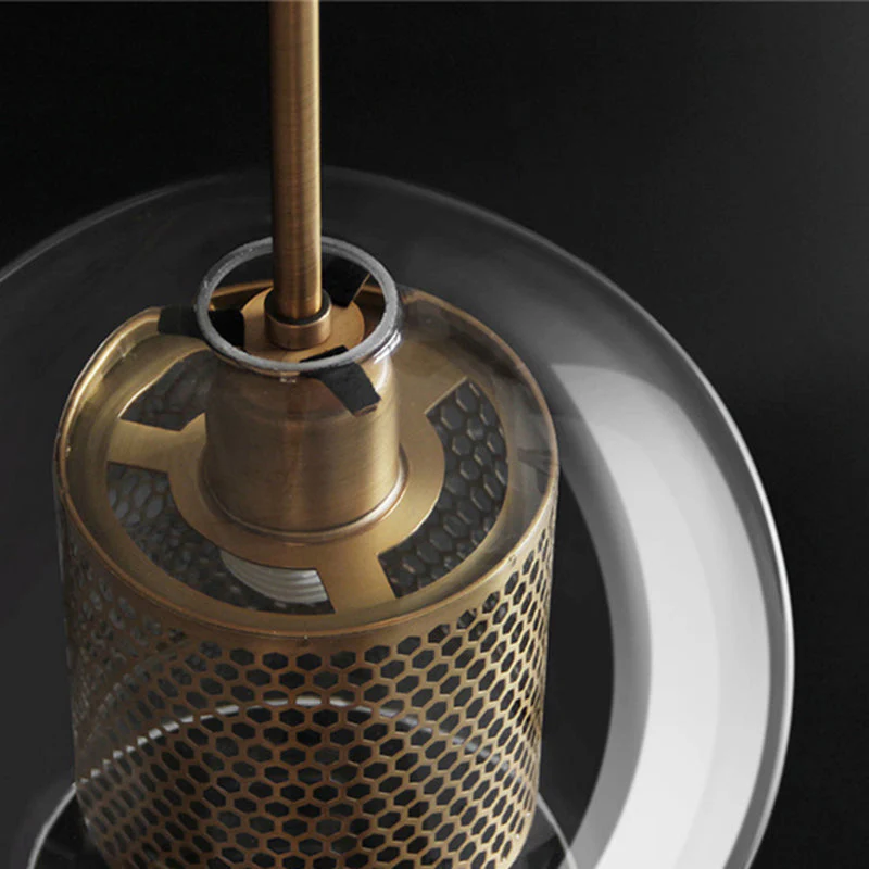 Hessa Contemporary Golden Pendant Light, Glass, Globe/Cylindric - Image 10