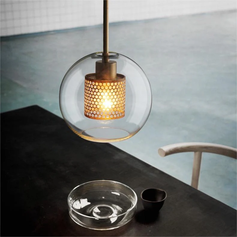 Hessa Contemporary Golden Pendant Light, Glass, Globe/Cylindric - Image 17