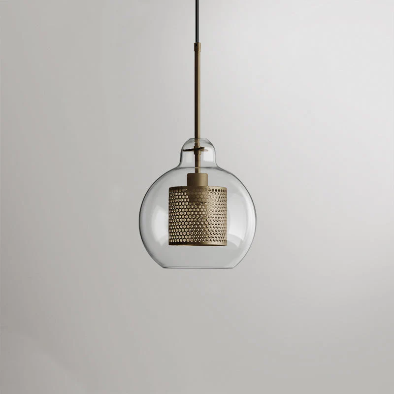 Hessa Contemporary Golden Pendant Light, Glass, Globe/Cylindric - Image 20