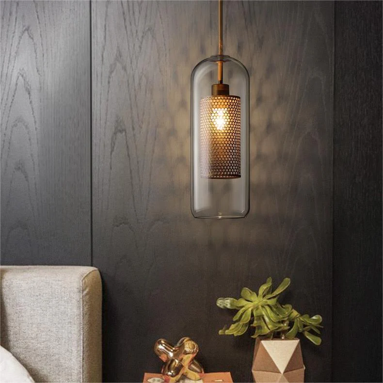 Hessa Contemporary Golden Pendant Light, Glass, Globe/Cylindric - Image 25