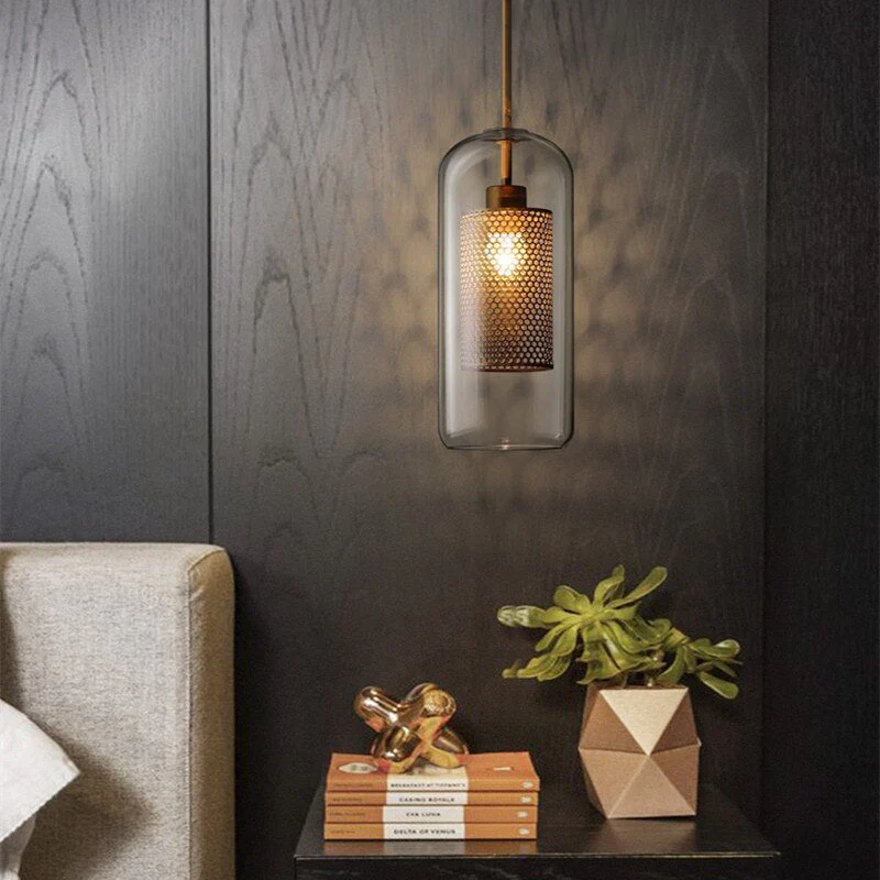 Hessa Contemporary Golden Pendant Light, Glass, Globe/Cylindric - Image 6