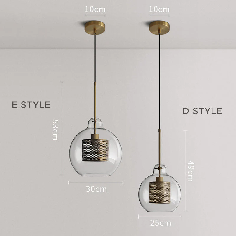 Hessa Contemporary Golden Pendant Light, Glass, Globe/Cylindric - Image 9