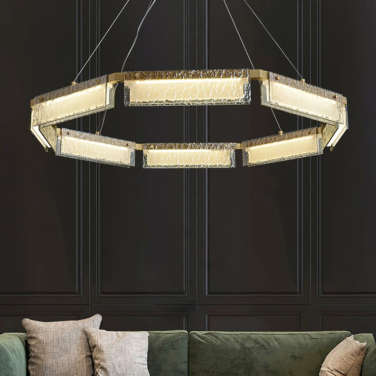 Hexa Luxury Glass LED Chandelier - Image 11
