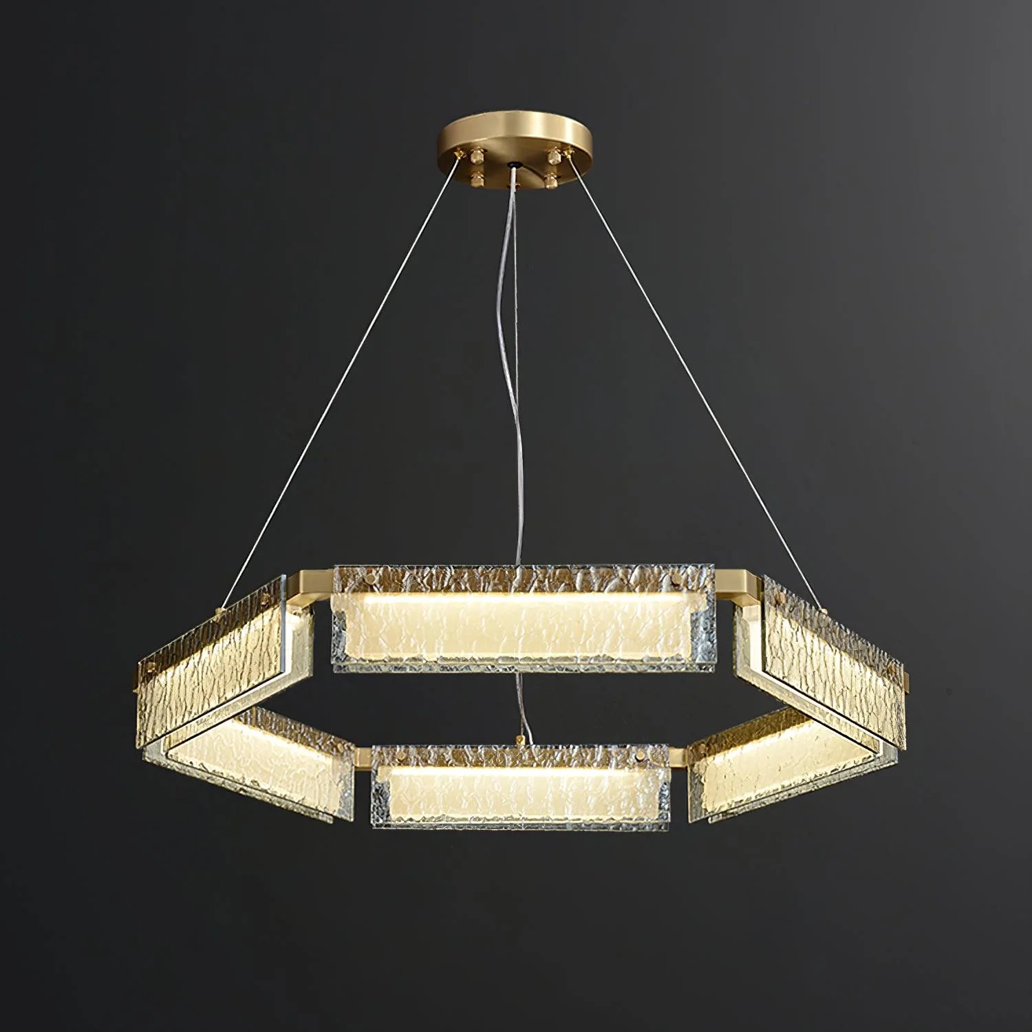 Hexa Luxury Glass LED Chandelier - Image 17