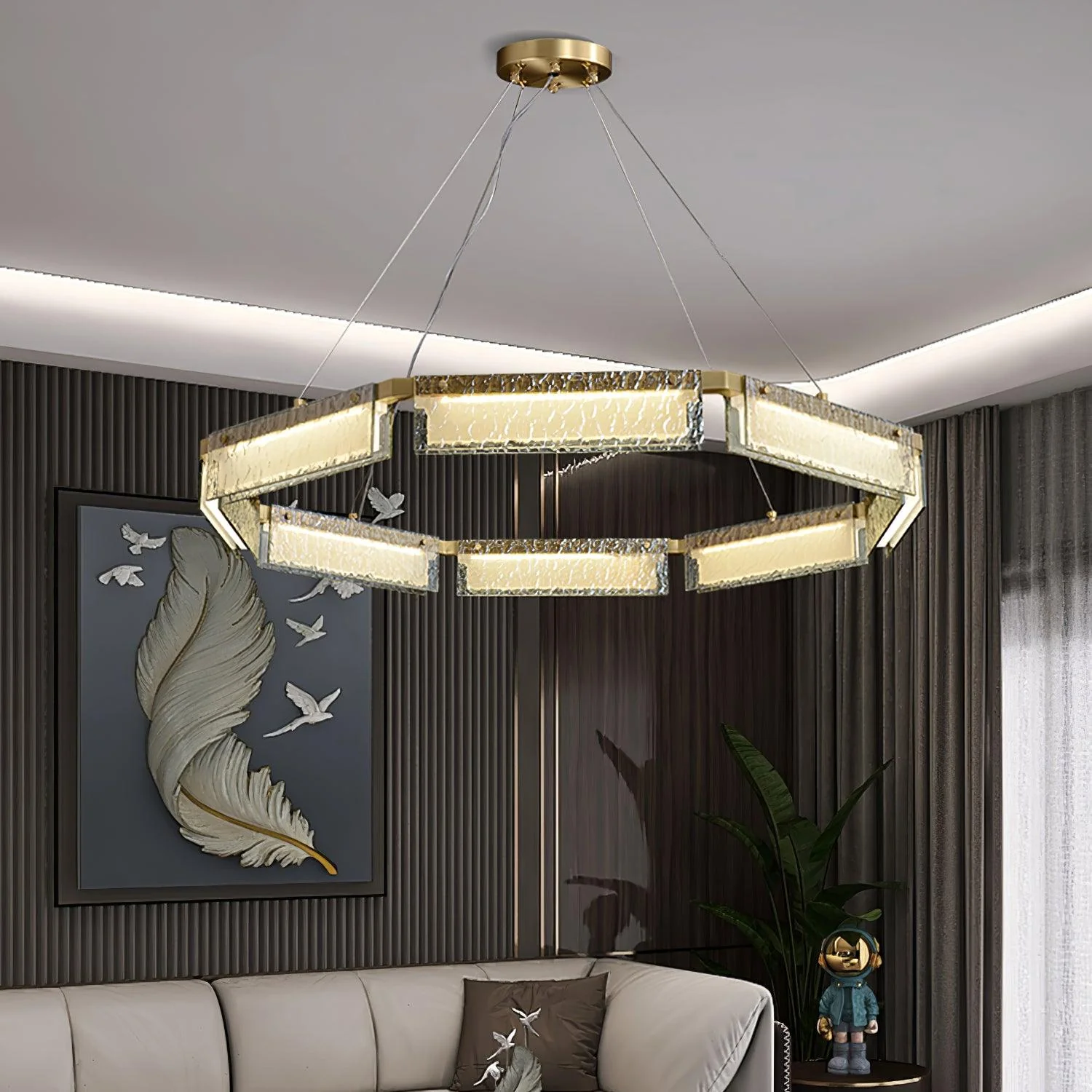 Hexa Luxury Glass LED Chandelier - Image 18