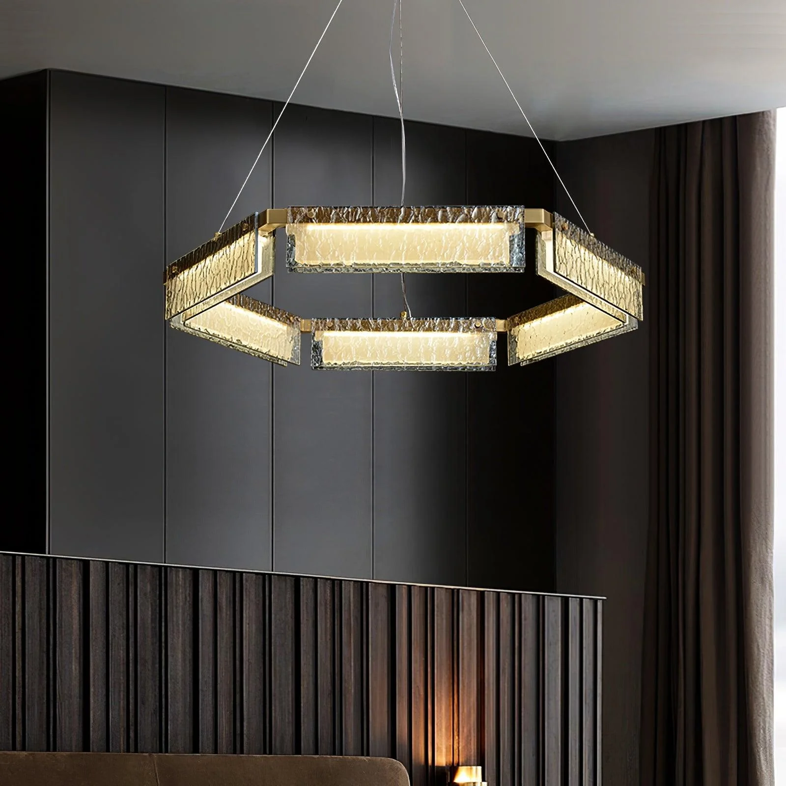 Hexa Luxury Glass LED Chandelier - Image 4