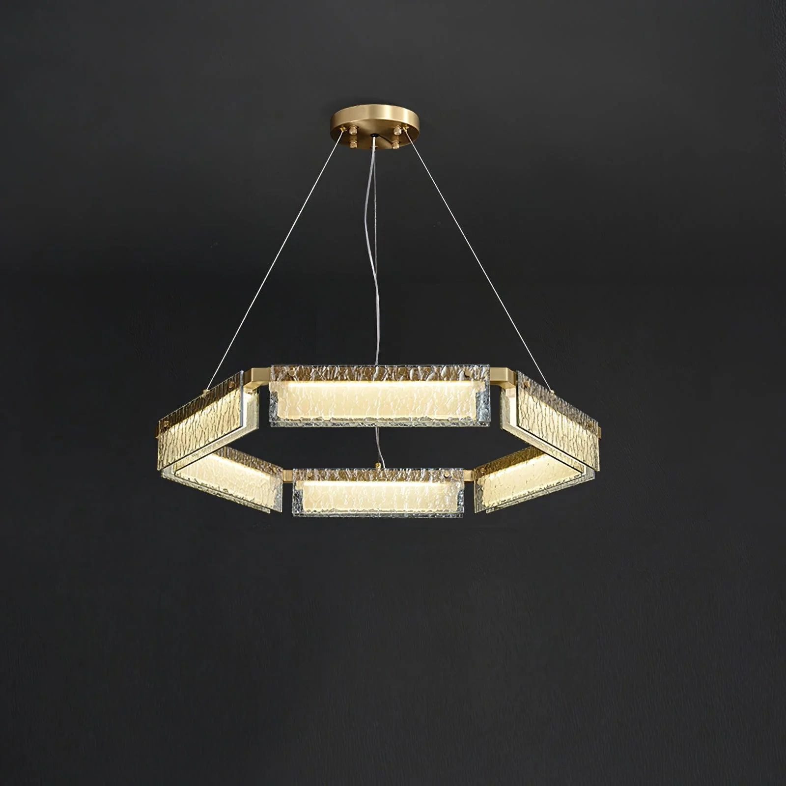 Hexa Luxury Glass LED Chandelier - Image 7