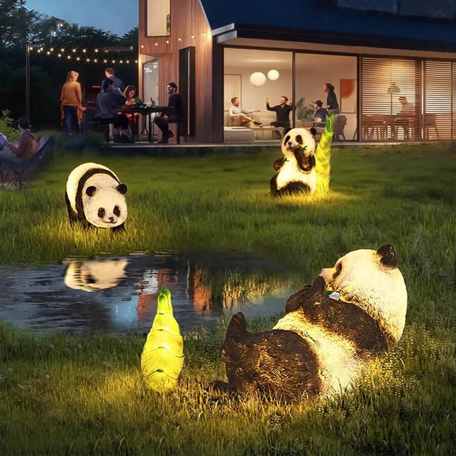 Hubert Panda Bamboo Animal Resin Outdoor Lawn Lamp