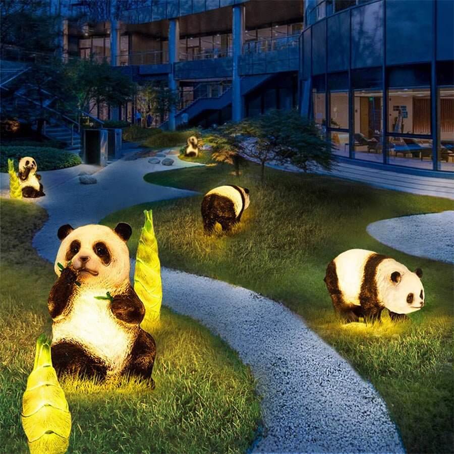Hubert Panda Bamboo Animal Resin Outdoor Lawn Lamp - Image 10