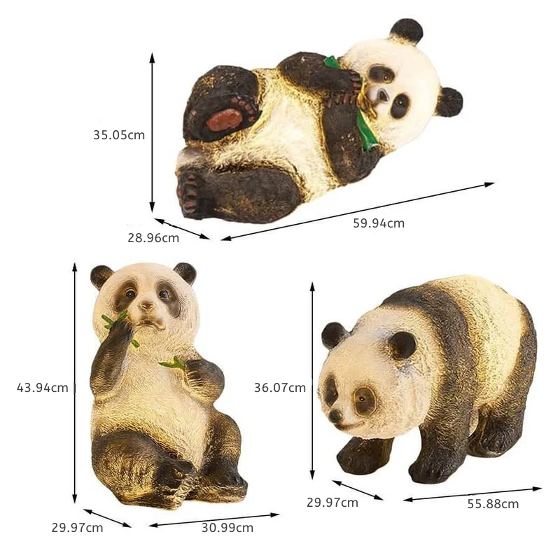 Hubert Panda Bamboo Animal Resin Outdoor Lawn Lamp - Image 3