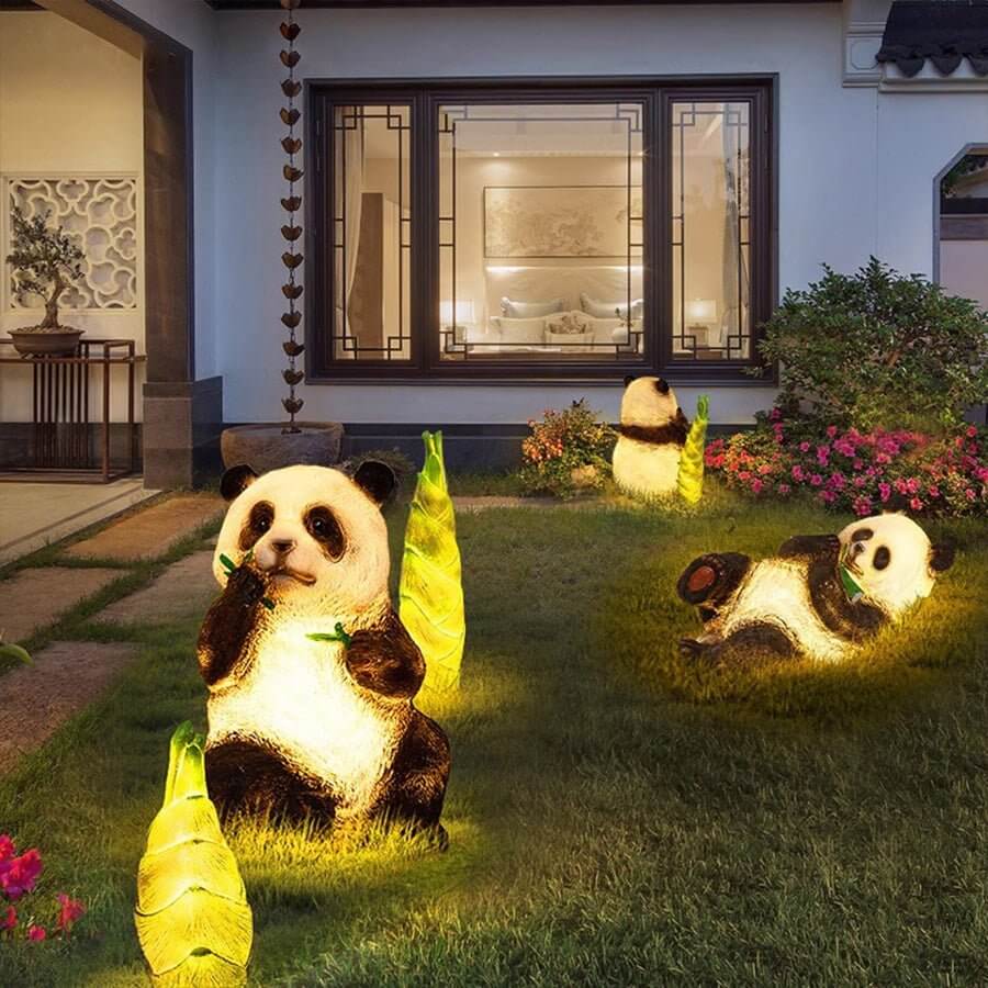 Hubert Panda Bamboo Animal Resin Outdoor Lawn Lamp - Image 8