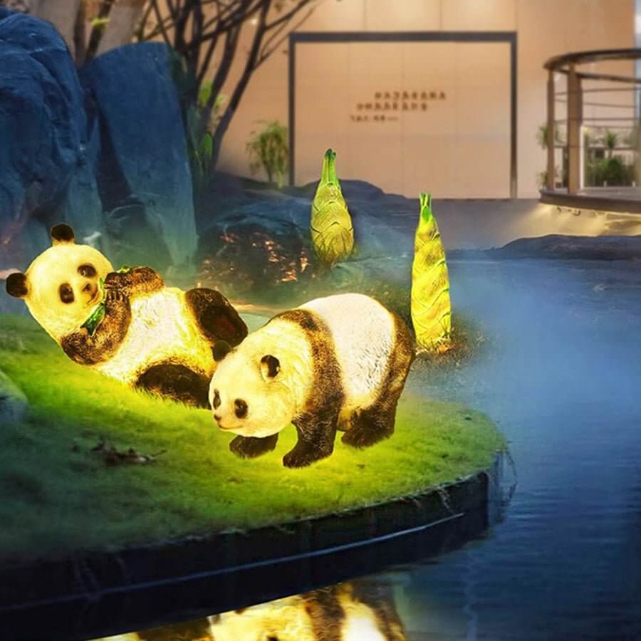 Hubert Panda Bamboo Animal Resin Outdoor Lawn Lamp - Image 9