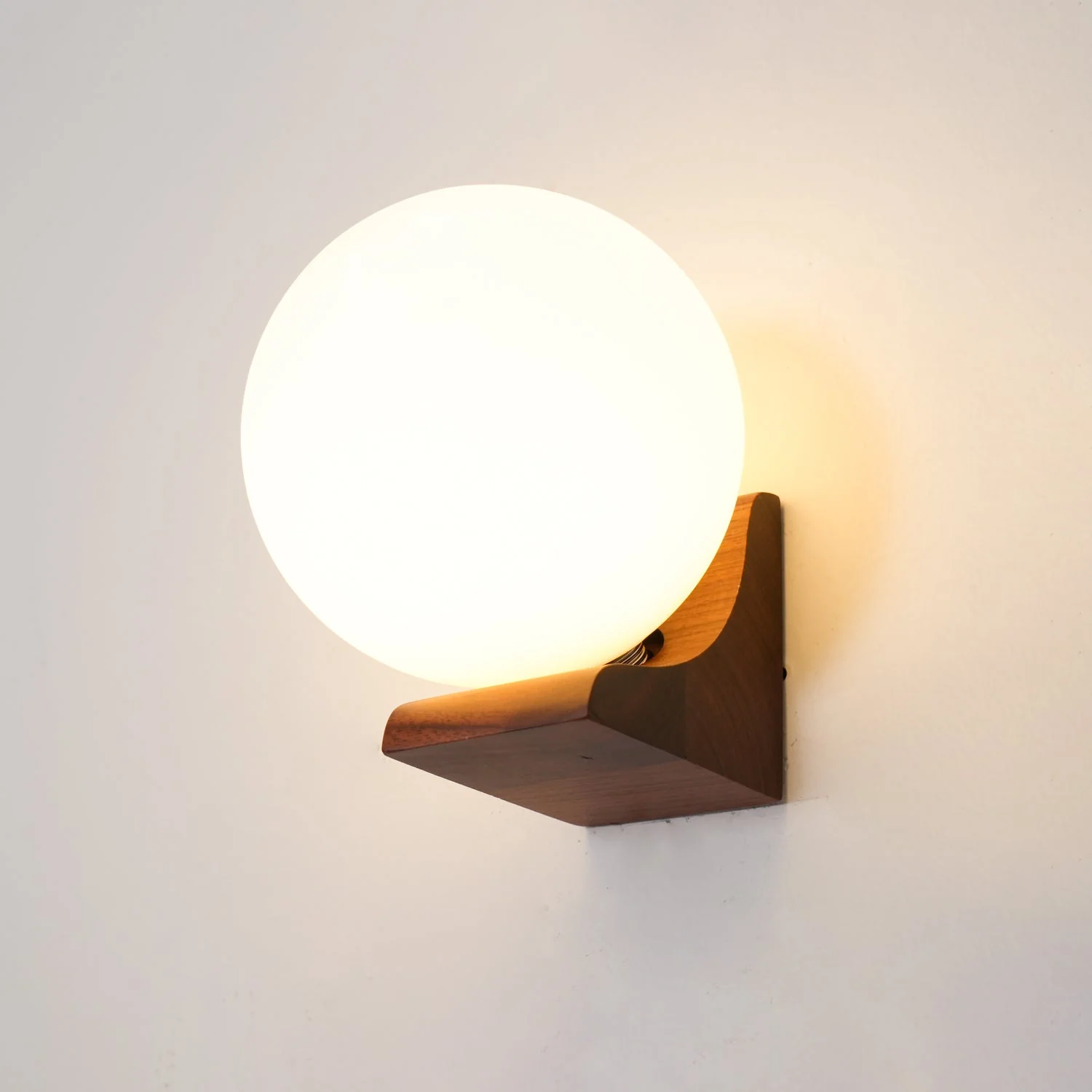 Icarara Modern Minimalist Orb Wood Glass Wall Lamp - Image 10