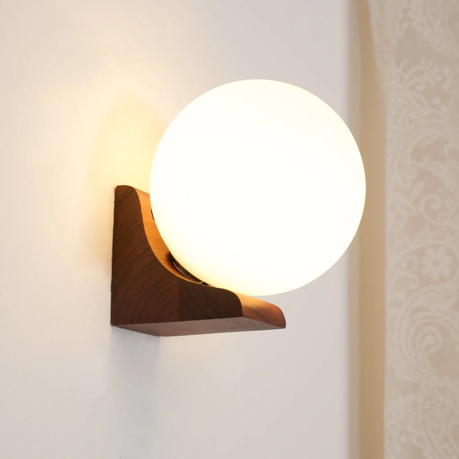 Icarara Modern Minimalist Orb Wood Glass Wall Lamp - Image 11