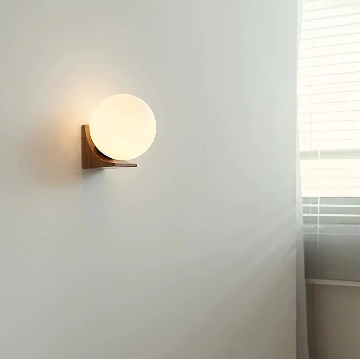 Icarara Modern Minimalist Orb Wood Glass Wall Lamp - Image 12