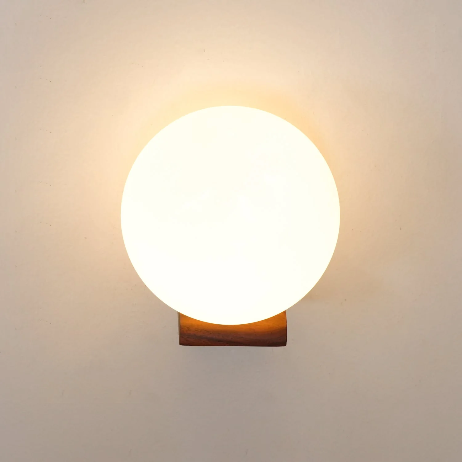 Icarara Modern Minimalist Orb Wood Glass Wall Lamp - Image 13