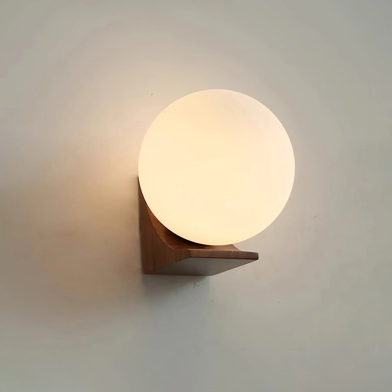 Icarara Modern Minimalist Orb Wood Glass Wall Lamp - Image 3