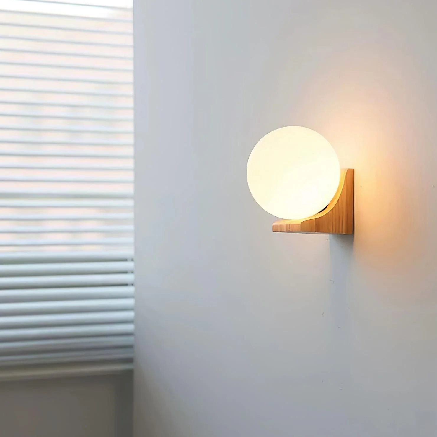 Icarara Modern Minimalist Orb Wood Glass Wall Lamp - Image 4