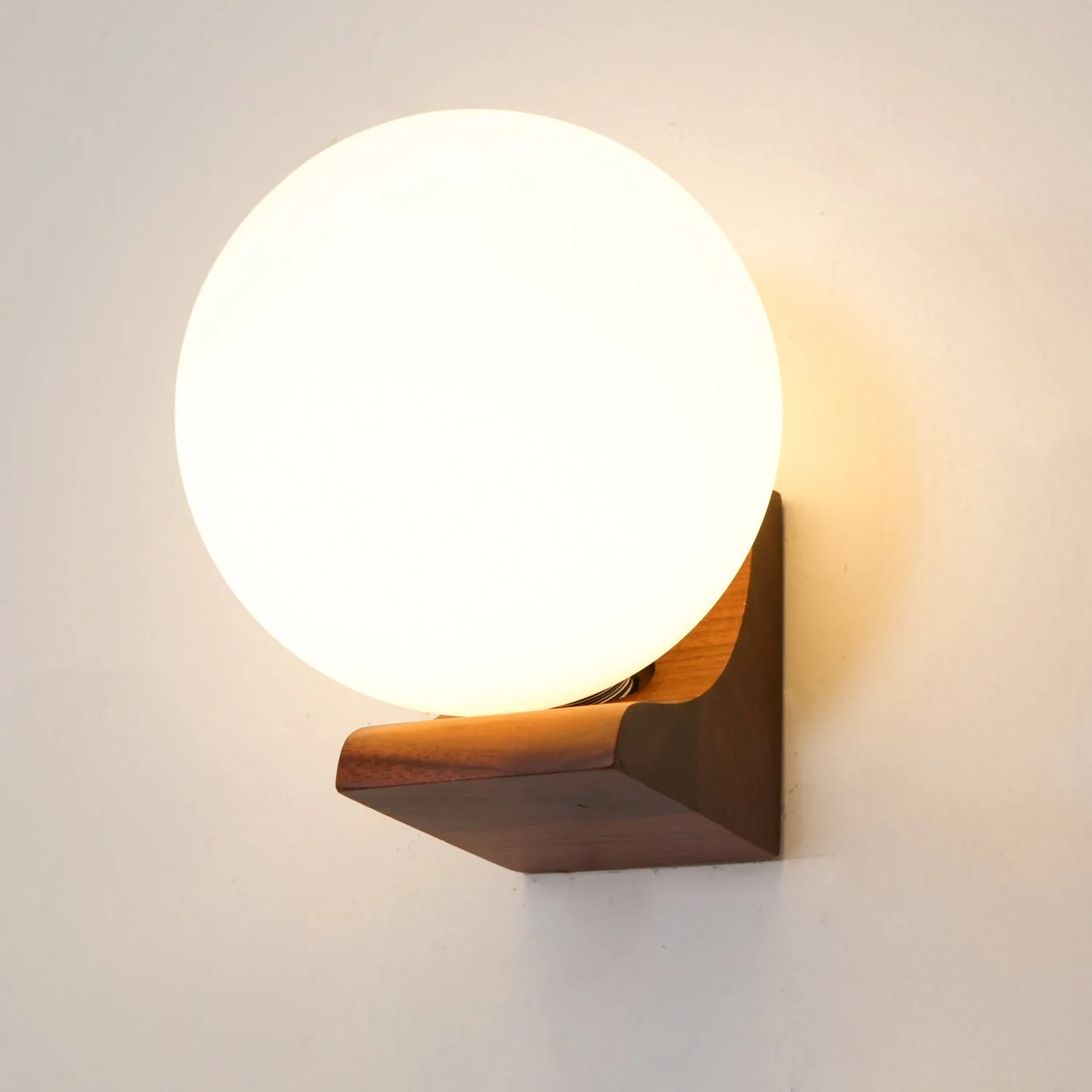 Icarara Modern Minimalist Orb Wood Glass Wall Lamp - Image 7