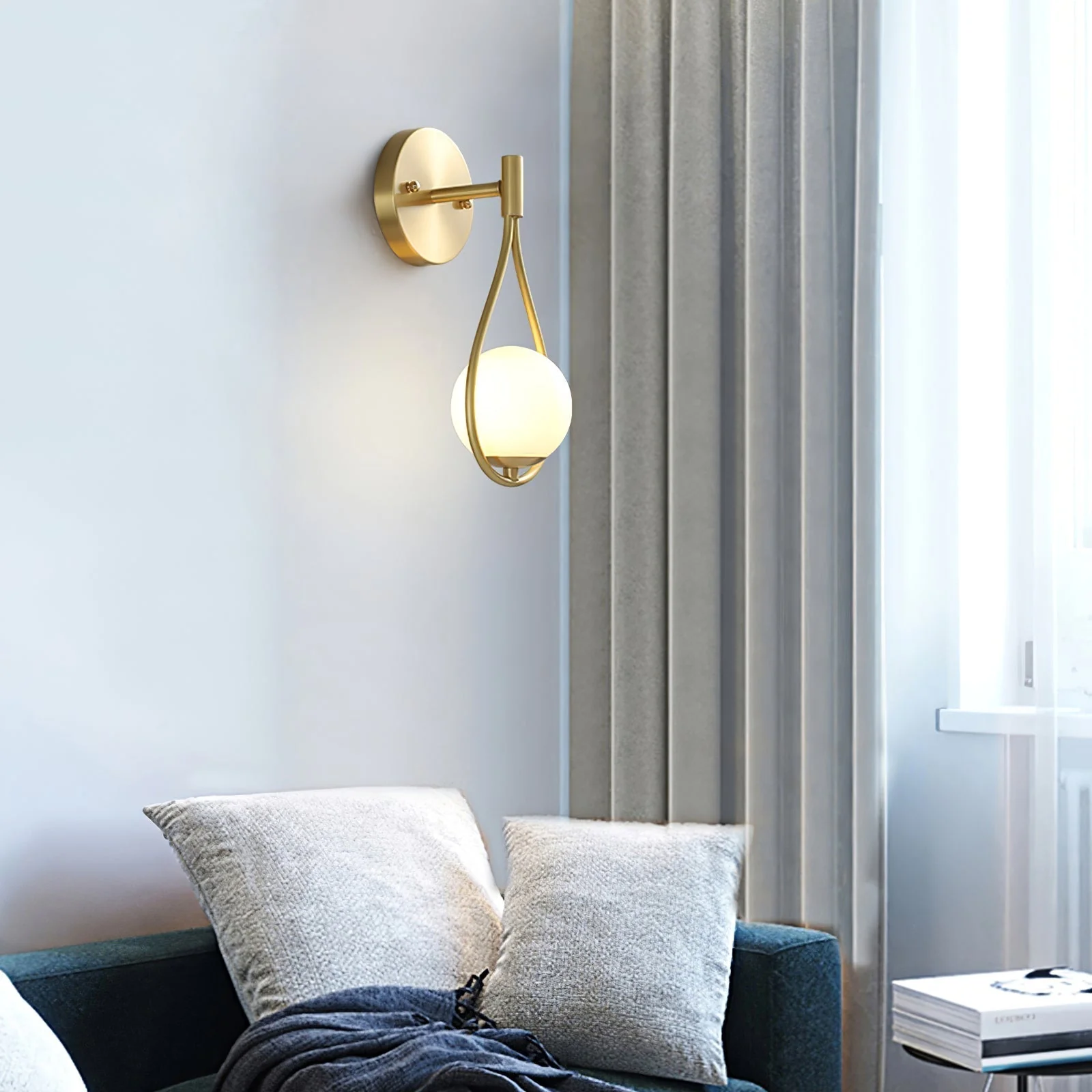 Icarila Modern Minimalist Vanity Brass Glass Wall Lamp - Image 16