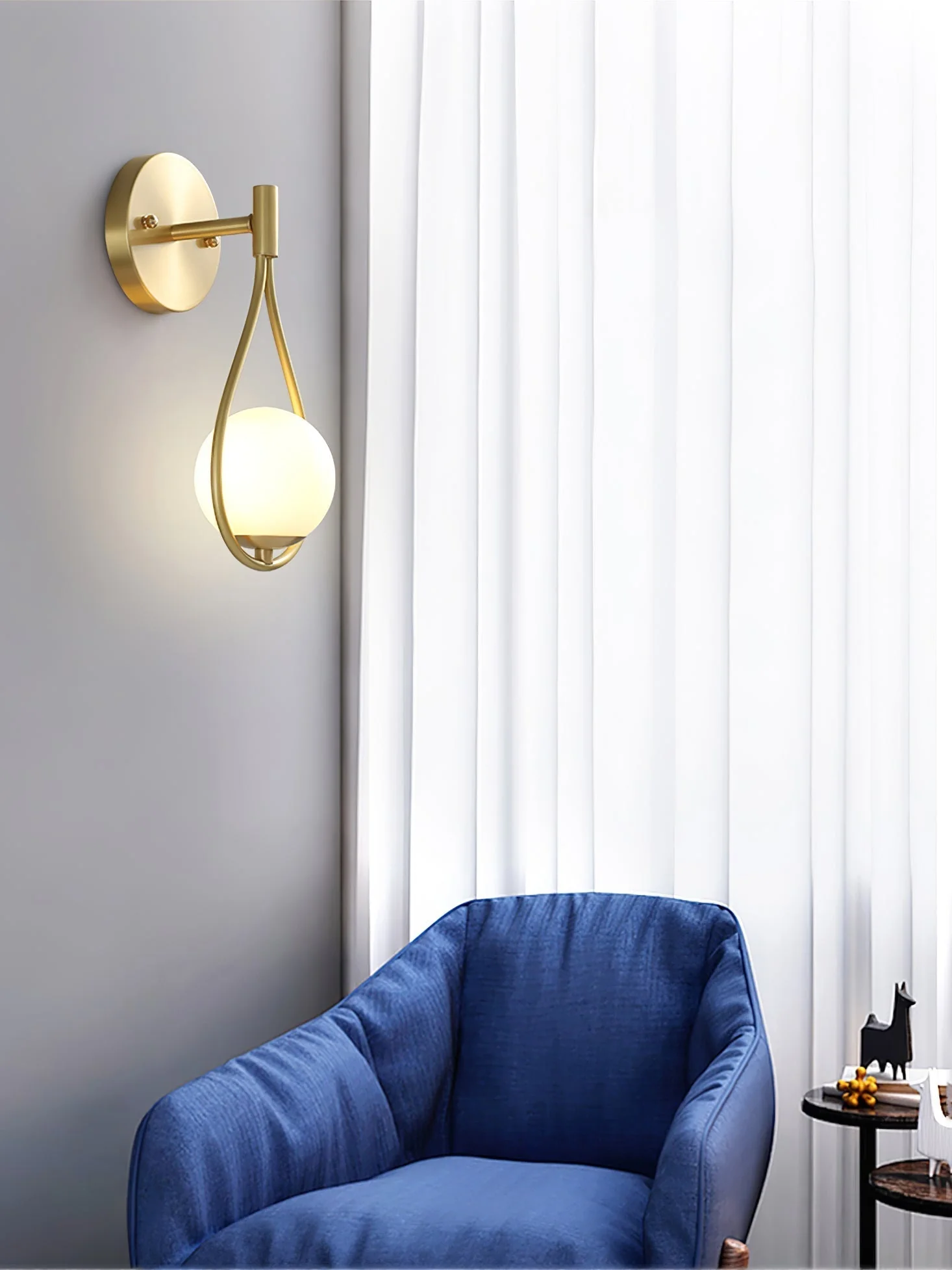 Icarila Modern Minimalist Vanity Brass Glass Wall Lamp - Image 2