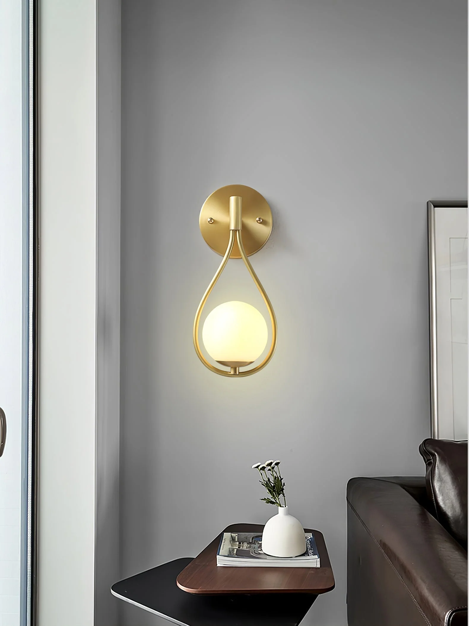 Icarila Modern Minimalist Vanity Brass Glass Wall Lamp - Image 4