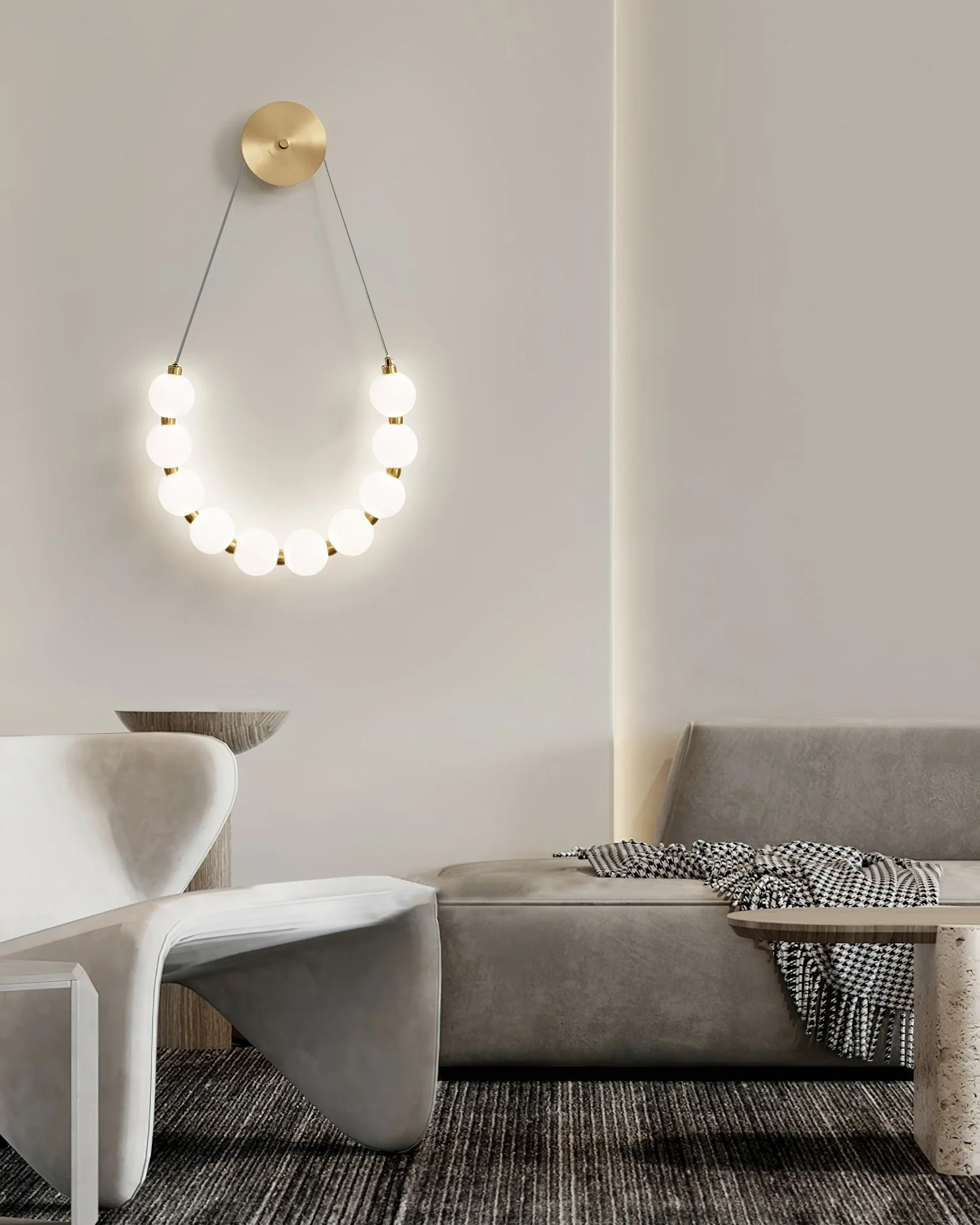 Ilirel Art Necklace Loop Brass Wall Lamp - Image 12