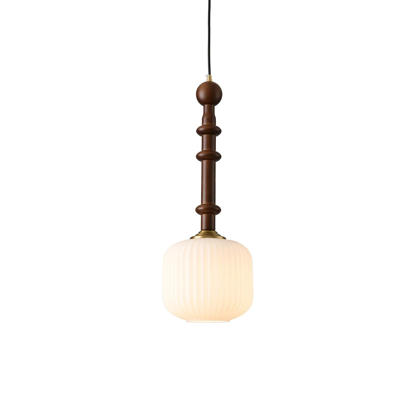 Iliror Traditional Art Wood Glass Pendant Light - Image 15
